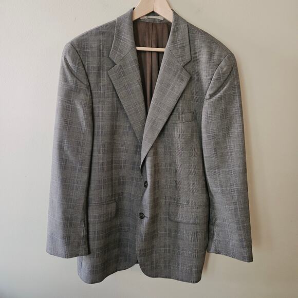 Vintage Chaps Ralph Lauren Men's Wool Blazer, Sz 42R Glen Plaid Preppy Academia - Picture 1 of 9